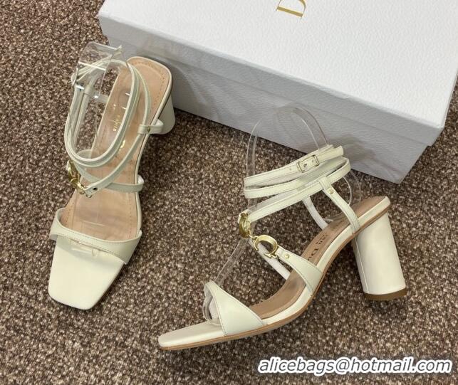 Duplicate Dior C'est Dior Heeled Sandal in Calfskin 8cm Heel White 71706