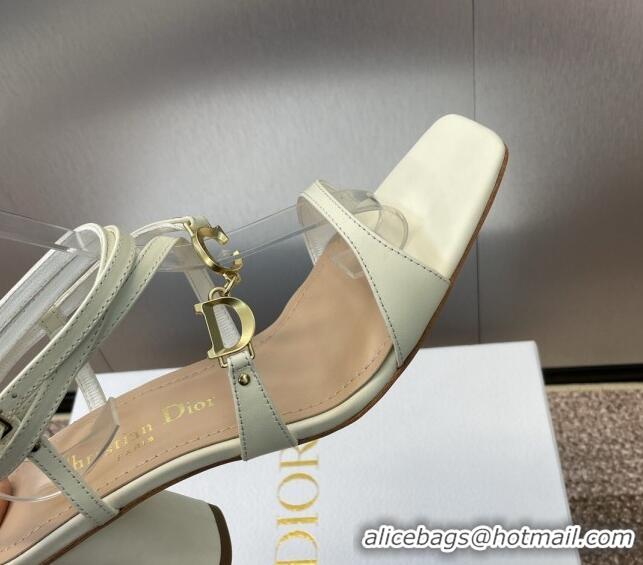 Duplicate Dior C'est Dior Heeled Sandal in Calfskin 8cm Heel White 71706