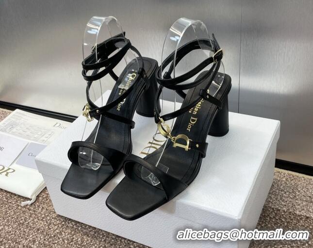 Top Design Dior C'est Dior Heeled Sandal in Calfskin 8cm Heel Black 71707