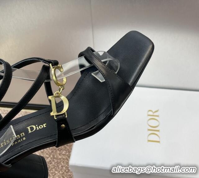 Top Design Dior C'est Dior Heeled Sandal in Calfskin 8cm Heel Black 71707