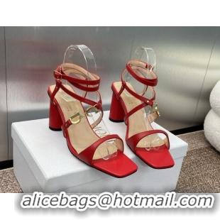 Sumptuous Dior C'est Dior Heeled Sandal in Calfskin 8cm Heel Red 71708