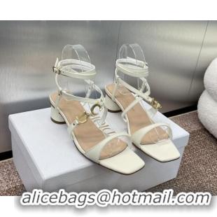 Stylish Dior C'est Dior Heeled Sandal in Calfskin 5cm Heel White 071709