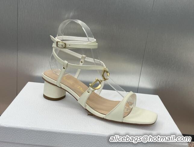 Stylish Dior C'est Dior Heeled Sandal in Calfskin 5cm Heel White 071709