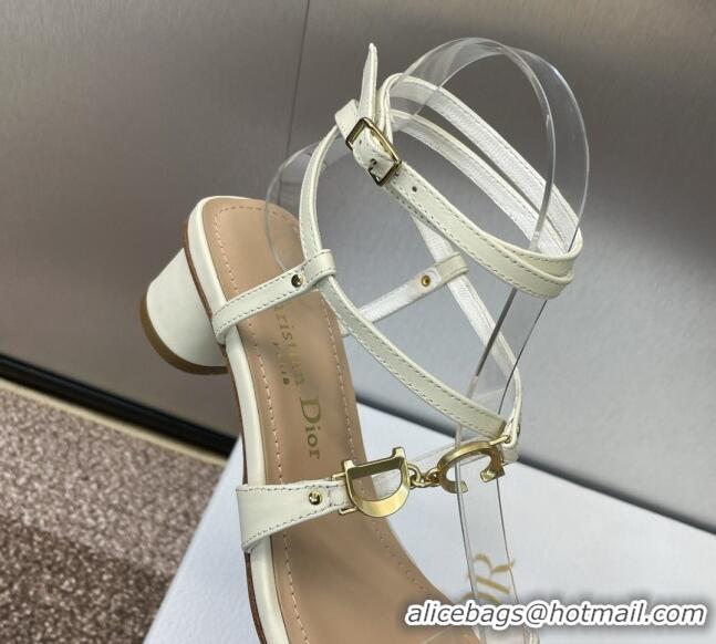 Stylish Dior C'est Dior Heeled Sandal in Calfskin 5cm Heel White 071709