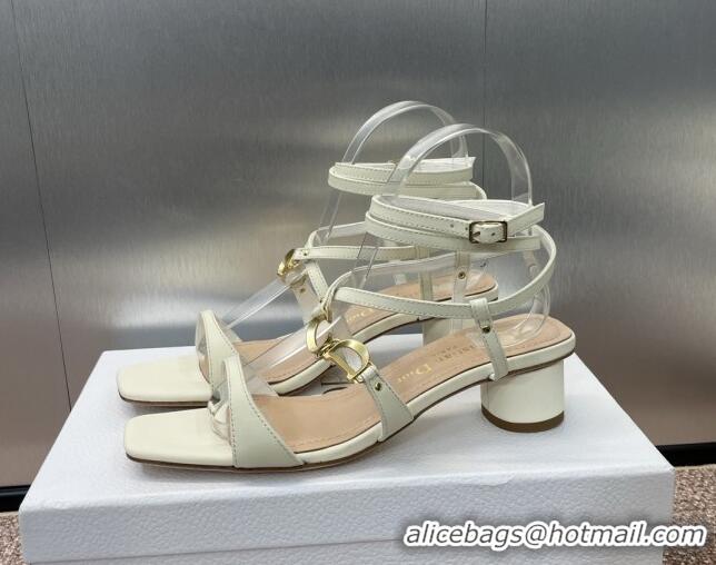 Stylish Dior C'est Dior Heeled Sandal in Calfskin 5cm Heel White 071709