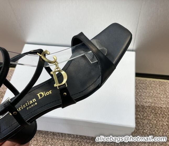 Sophisticated Dior C'est Dior Heeled Sandal in Calfskin 5cm Heel Black 71710