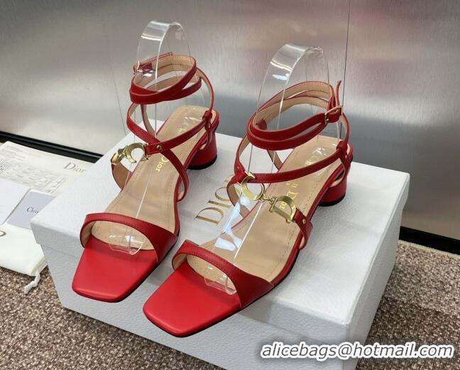 Hot Style Dior C'est Dior Heeled Sandal in Calfskin 5cm Heel Red 071711