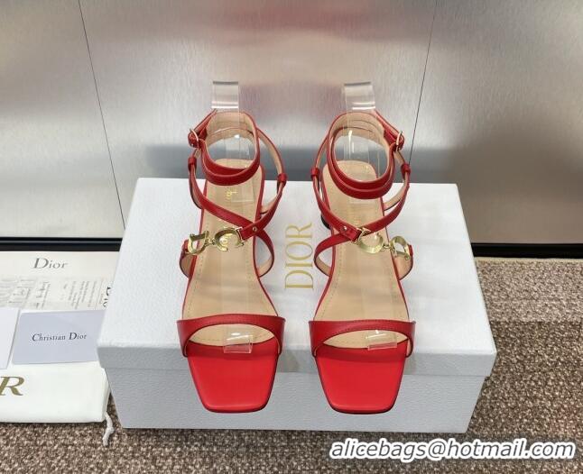 Hot Style Dior C'est Dior Heeled Sandal in Calfskin 5cm Heel Red 071711