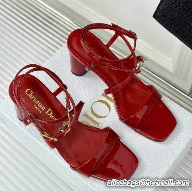 Big Discount Dior C'est Dior Heeled Sandal in Patent Calfskin 8cm Heel Red 71713