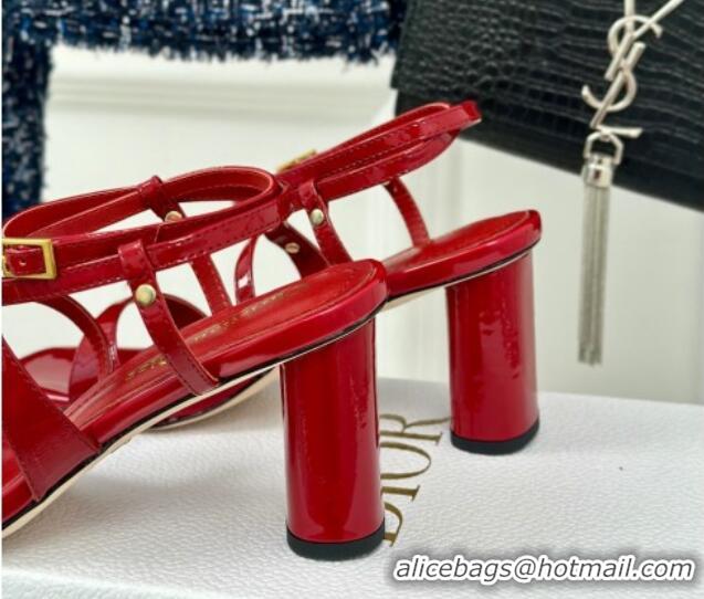 Big Discount Dior C'est Dior Heeled Sandal in Patent Calfskin 8cm Heel Red 71713