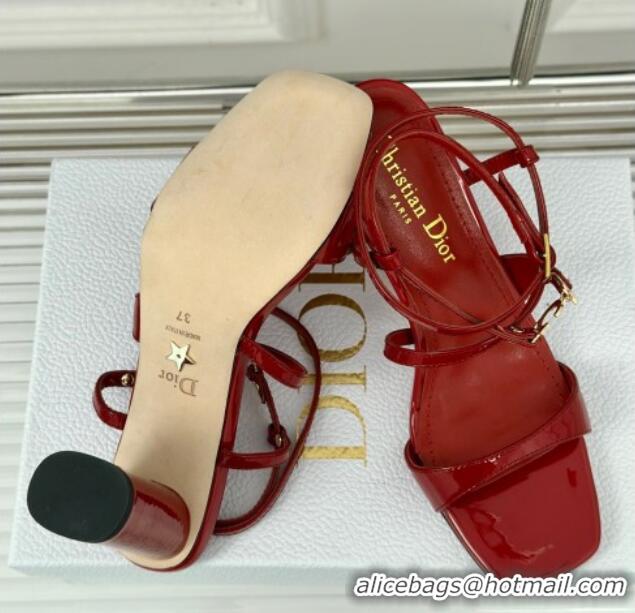 Big Discount Dior C'est Dior Heeled Sandal in Patent Calfskin 8cm Heel Red 71713