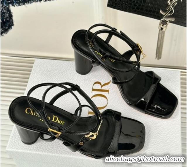 Good Product Dior C'est Dior Heeled Sandal in Patent Calfskin 8cm Heel Black 071714