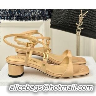 Charming Dior C'est Dior Heeled Sandal in Patent Calfskin 5cm Heel Beige 71715