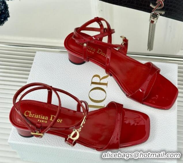 Trendy Design Dior C'est Dior Heeled Sandal in Patent Calfskin 5cm Heel Red 071716