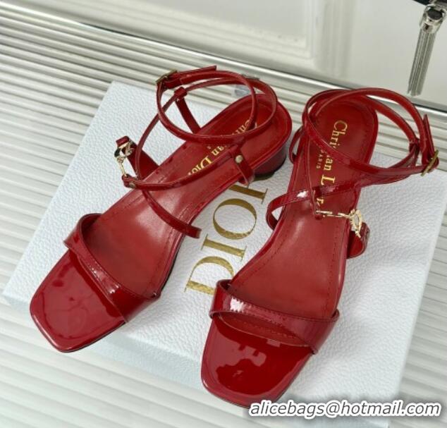 Trendy Design Dior C'est Dior Heeled Sandal in Patent Calfskin 5cm Heel Red 071716