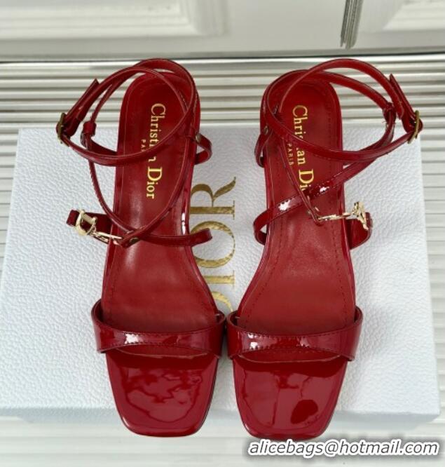 Trendy Design Dior C'est Dior Heeled Sandal in Patent Calfskin 5cm Heel Red 071716