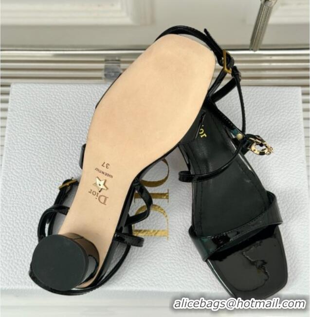 Grade Dior C'est Dior Heeled Sandal in Patent Calfskin 5cm Heel Black 71717