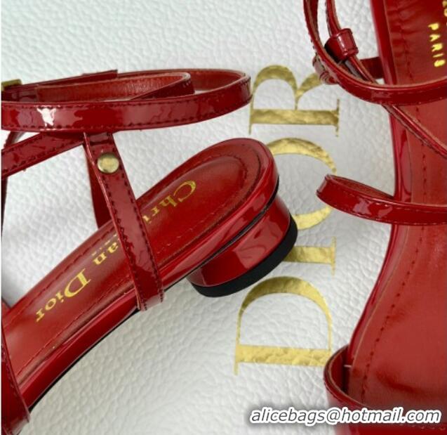 Durable Dior C'est Dior Low Heeled Sandal in Patent Calfskin 1cm Heel Red 071719