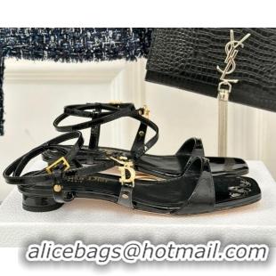 Classic Hot Dior C'est Dior Low Heeled Sandal in Patent Calfskin 1cm Heel Black 071720