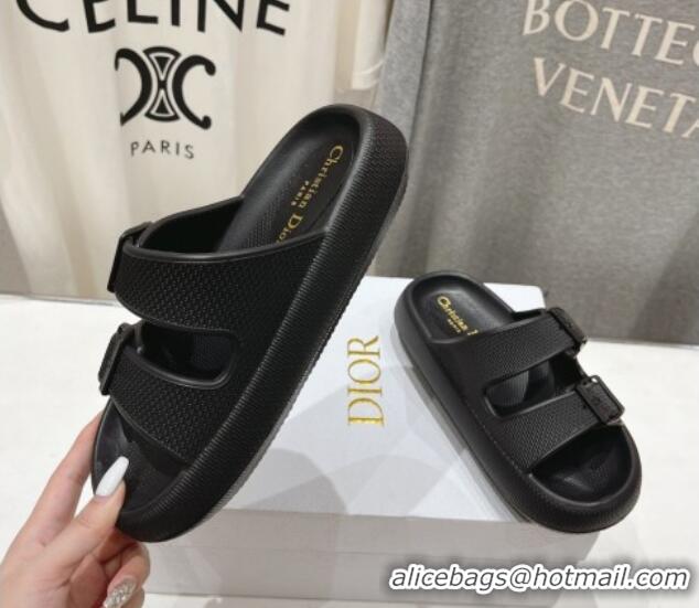 Fashionable Dior Rubber Slide Sandals D717022 Black