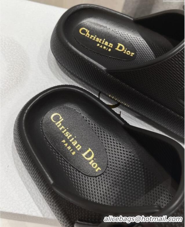 Fashionable Dior Rubber Slide Sandals D717022 Black