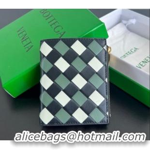 Inexpensive Bottega Veneta Intrecciato Leather Small Bi-Fold Wallet 742330 Green/Multicolor 2024