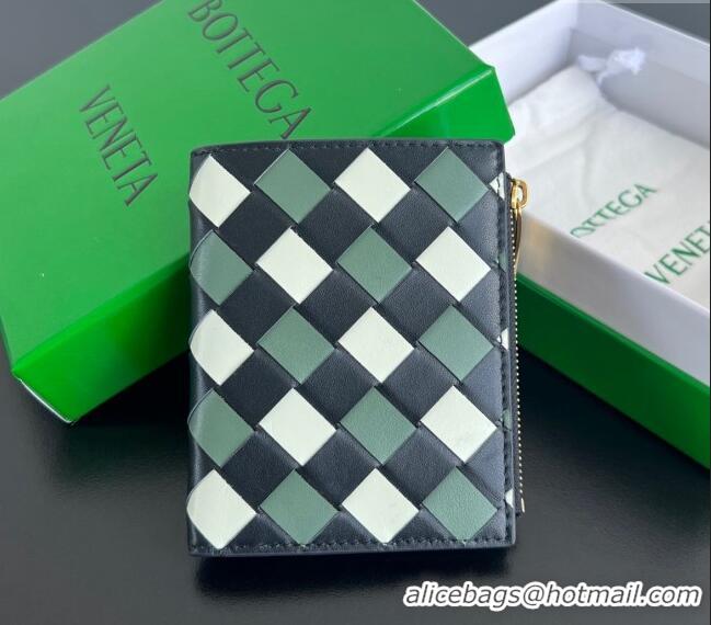 Inexpensive Bottega Veneta Intrecciato Leather Small Bi-Fold Wallet 742330 Green/Multicolor 2024