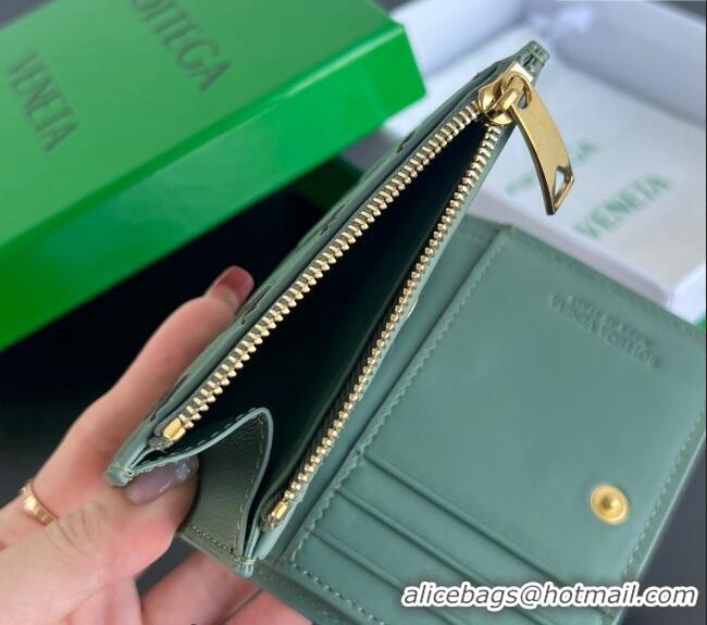 Super Quality Bottega Veneta Intrecciato Leather Small Bi-Fold Wallet 742330 Aloe Green 2024