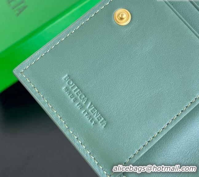 Super Quality Bottega Veneta Intrecciato Leather Small Bi-Fold Wallet 742330 Aloe Green 2024