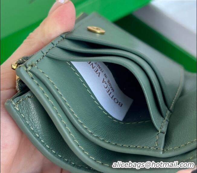 Super Quality Bottega Veneta Intrecciato Leather Small Bi-Fold Wallet 742330 Aloe Green 2024