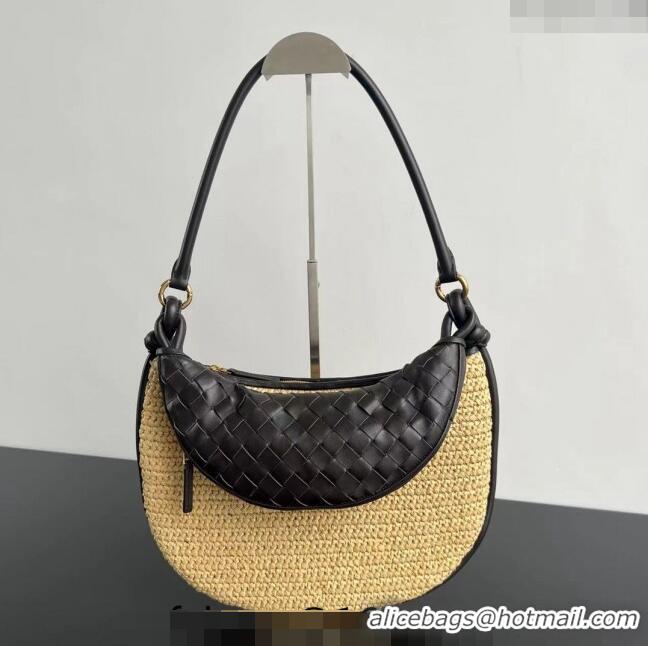 Discount Bottega Veneta Medium Gemelli Shoulder Bag in Leather and Raffia Straw Fondant 786347 Brown 2024