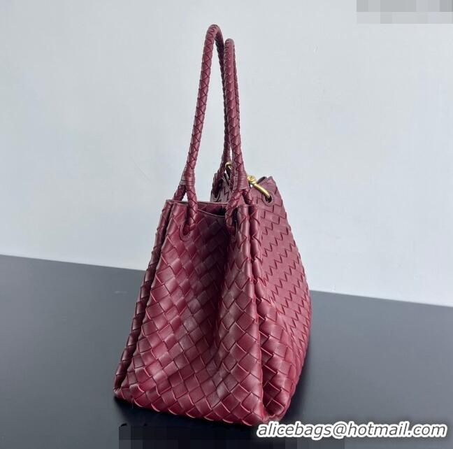 Low Cost Bottega Veneta Large Parachute Shoulder Bag in Intrecciato Leather 796571 Burgundy 2024