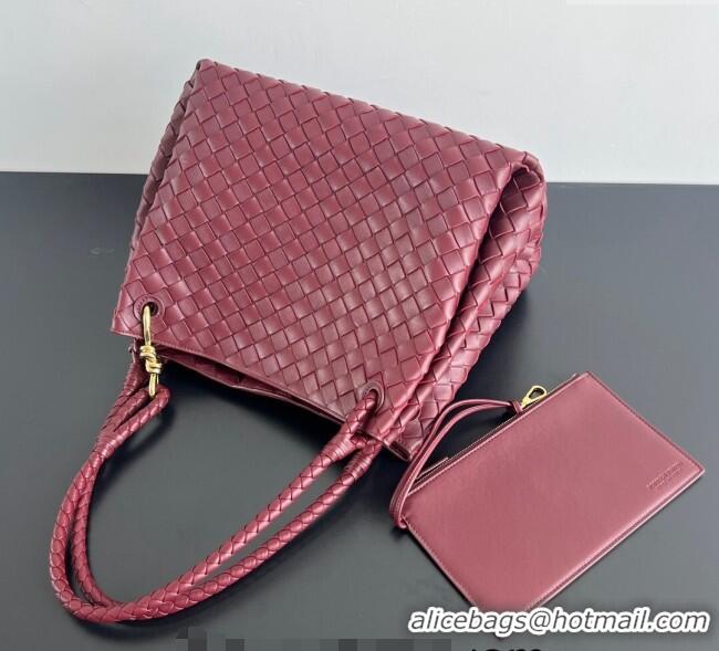 Low Cost Bottega Veneta Large Parachute Shoulder Bag in Intrecciato Leather 796571 Burgundy 2024