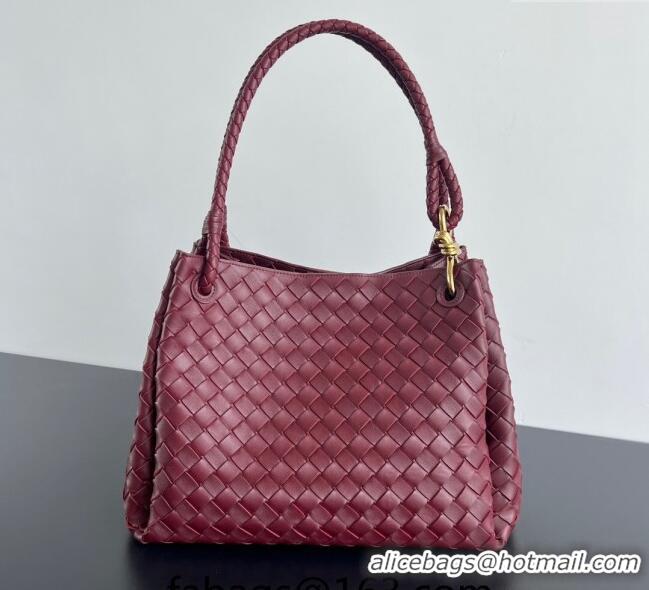 Low Cost Bottega Veneta Large Parachute Shoulder Bag in Intrecciato Leather 796571 Burgundy 2024