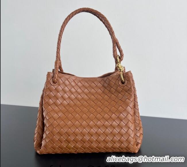 Promotional Bottega Veneta Large Parachute Shoulder Bag in Intrecciato Leather 796571 Chestnut Brown 2024