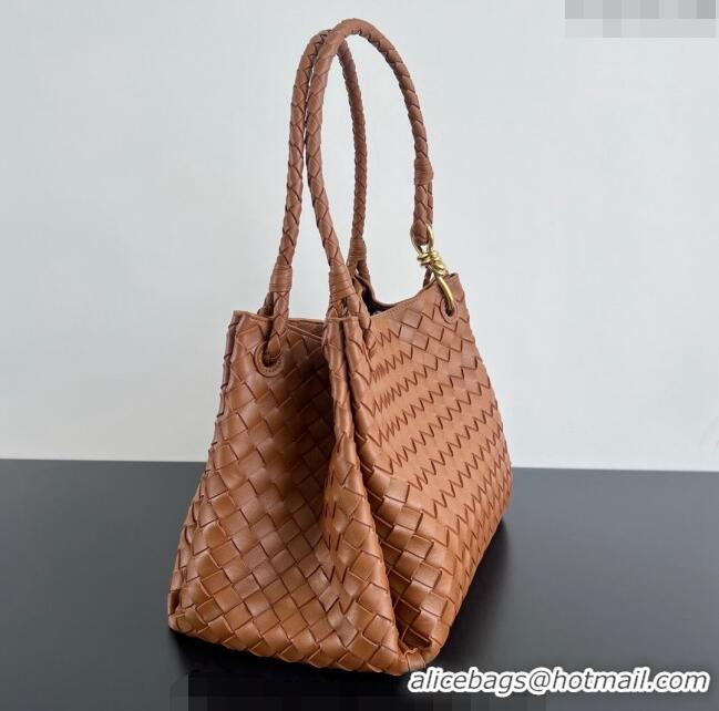 Promotional Bottega Veneta Large Parachute Shoulder Bag in Intrecciato Leather 796571 Chestnut Brown 2024