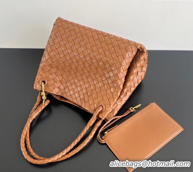 Promotional Bottega Veneta Large Parachute Shoulder Bag in Intrecciato Leather 796571 Chestnut Brown 2024