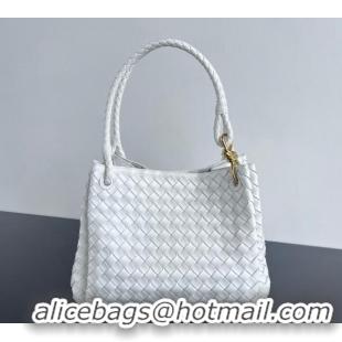 Promotional Bottega Veneta Large Parachute Shoulder Bag in Intrecciato Leather 796571 White 2024