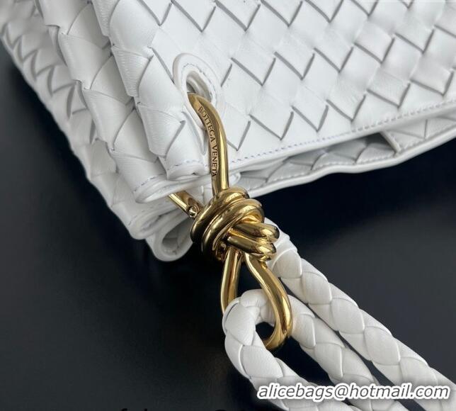 Promotional Bottega Veneta Large Parachute Shoulder Bag in Intrecciato Leather 796571 White 2024