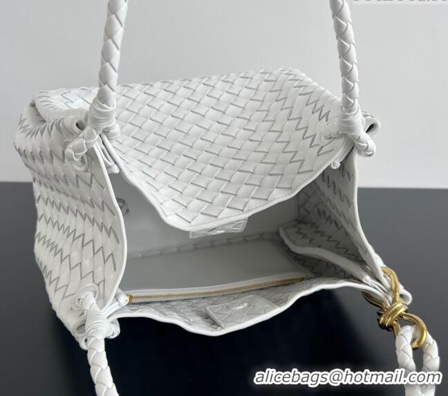 Promotional Bottega Veneta Large Parachute Shoulder Bag in Intrecciato Leather 796571 White 2024