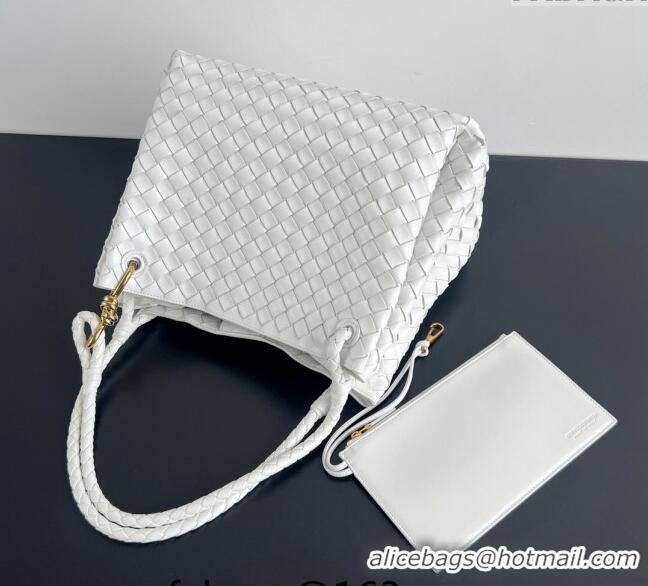 Promotional Bottega Veneta Large Parachute Shoulder Bag in Intrecciato Leather 796571 White 2024