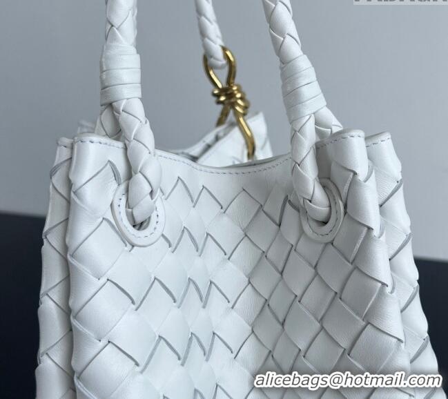 Promotional Bottega Veneta Large Parachute Shoulder Bag in Intrecciato Leather 796571 White 2024