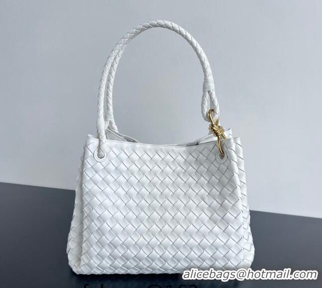 Promotional Bottega Veneta Large Parachute Shoulder Bag in Intrecciato Leather 796571 White 2024