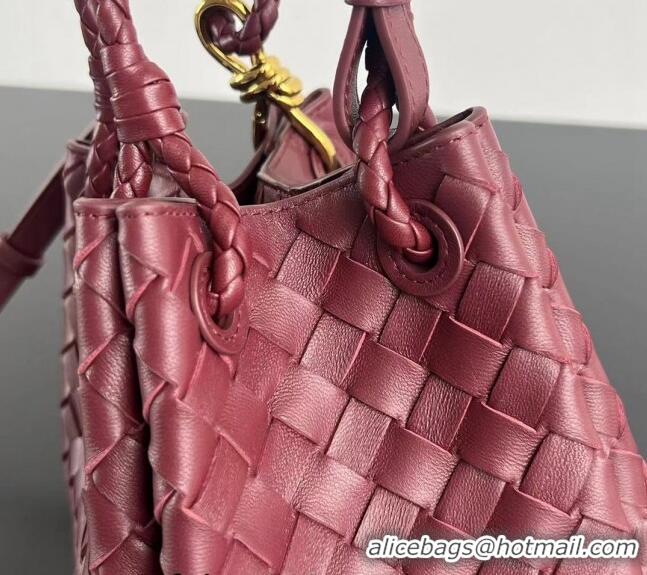 Famous Brand Bottega Veneta Small Parachute Shoulder Bag in Intrecciato Leather 796569 Burgundy 2024