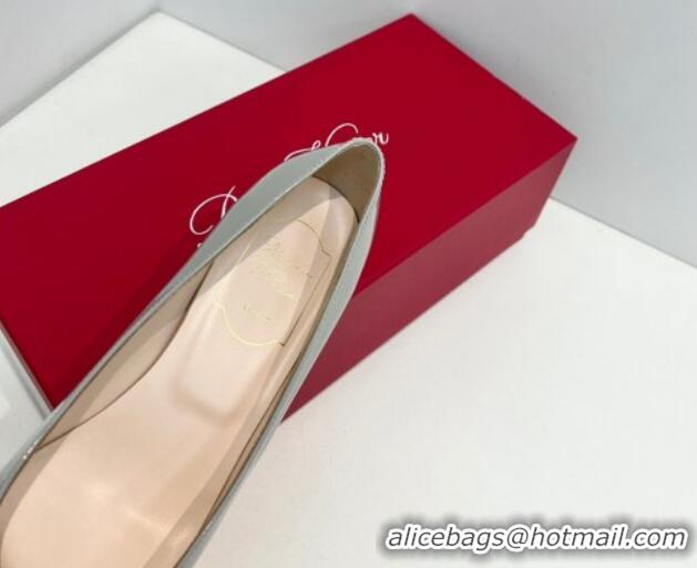 Leisure Roger Vivier Trompette Metal Buckle Pumps 4.5cm in Patent Leather Light Grey 611130