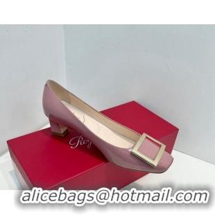 Low Cost Roger Vivier Trompette Metal Buckle Pumps 4.5cm in Patent Leather Pink 611136