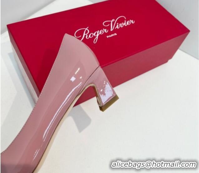 Low Cost Roger Vivier Trompette Metal Buckle Pumps 4.5cm in Patent Leather Pink 611136