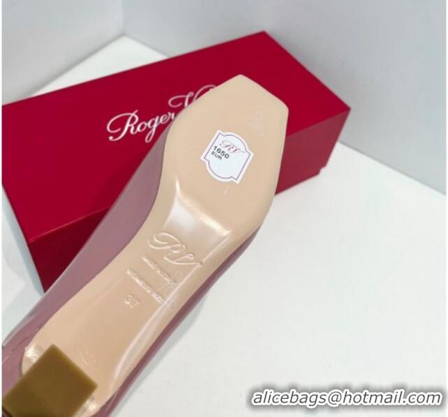 Low Cost Roger Vivier Trompette Metal Buckle Pumps 4.5cm in Patent Leather Pink 611136