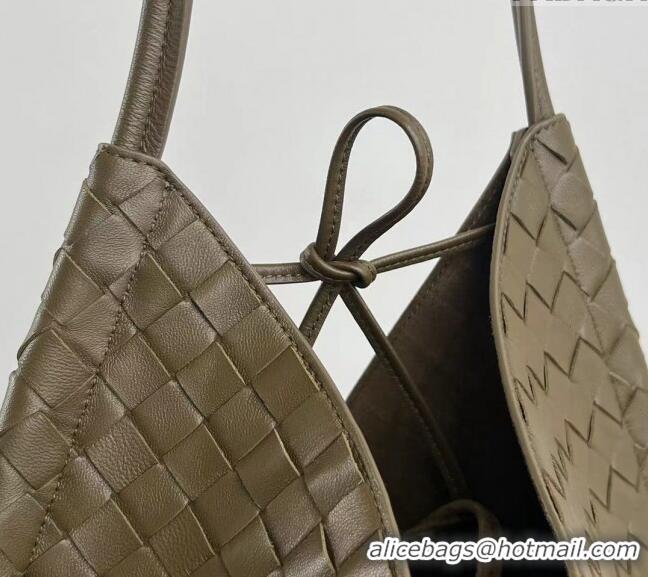 Grade Design Bottega Veneta Medium Solstice Shoulder Bag in Intrecciato Leather 740990 Mud Green 2024