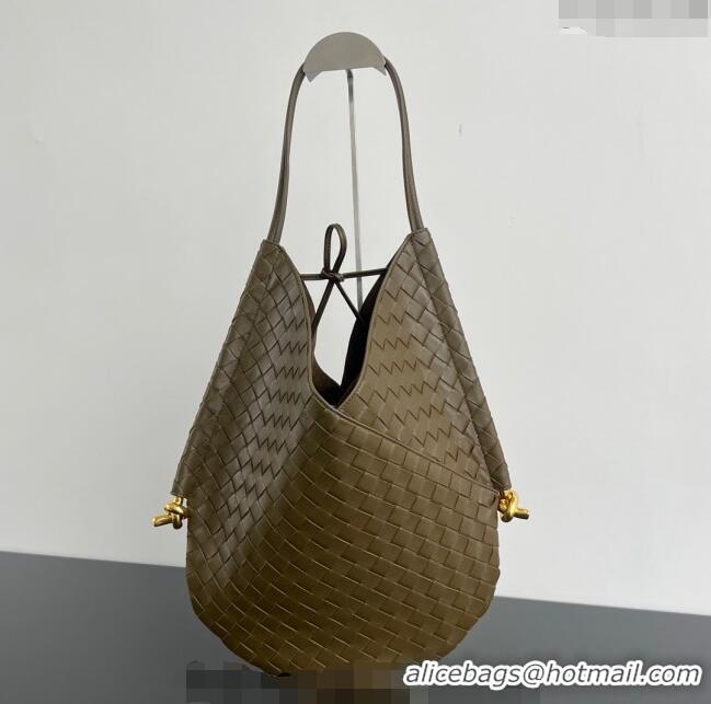 Grade Design Bottega Veneta Medium Solstice Shoulder Bag in Intrecciato Leather 740990 Mud Green 2024